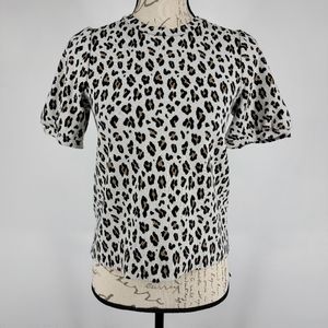 LOFT Short Sleeve Leopard Print Knit Top Size XS